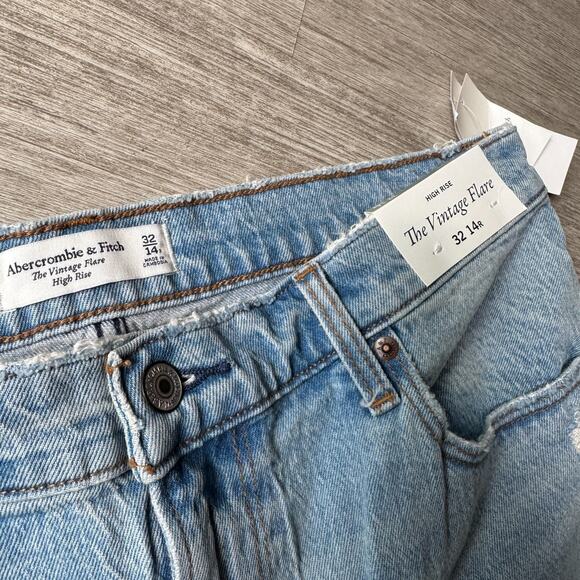 Abercrombie & Fitch The Vintage Flare High Rise Jeans NWT 32 14R Retro Hippie 70 - Picture 4 of 9